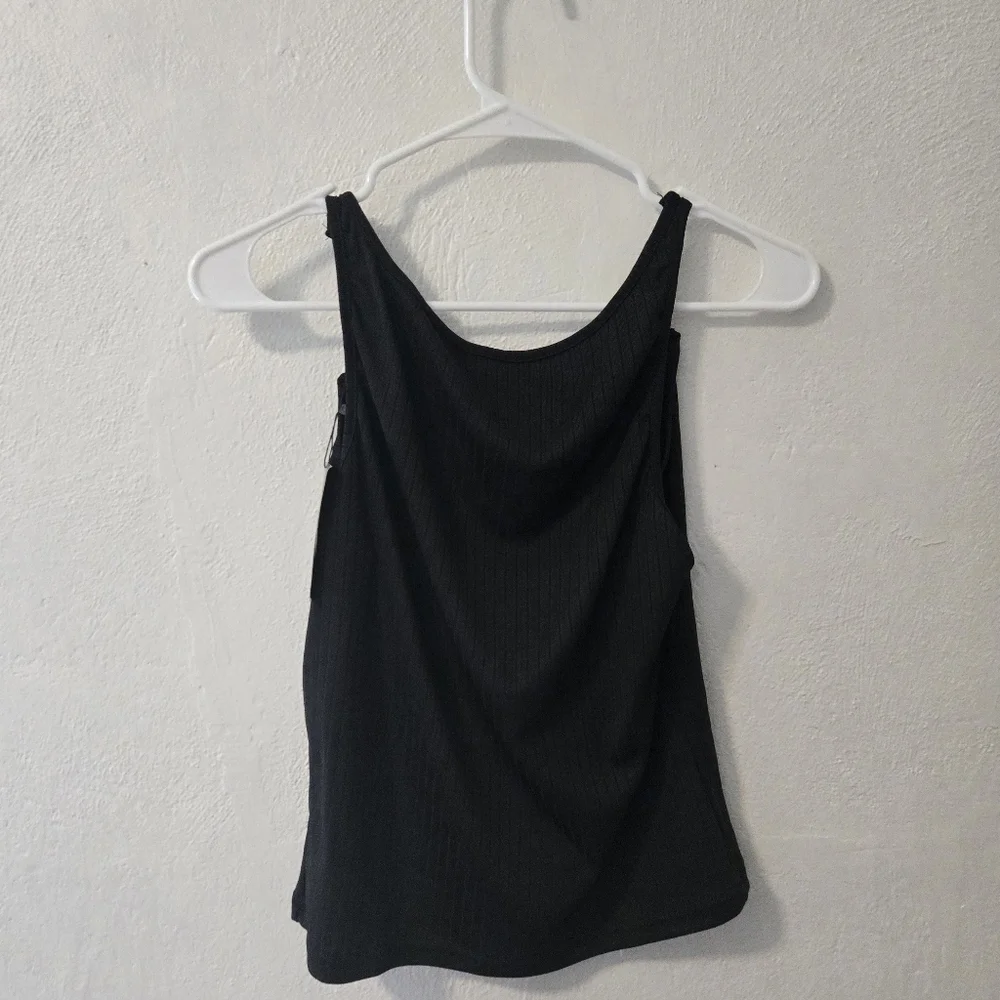 Scacto Black Ribbed Bodycon Flattering Tank Top NEW - Picture 2 of 8